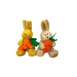 2 Dan Dee Bunny Rabbits w/ Carrots 10" tall Plush